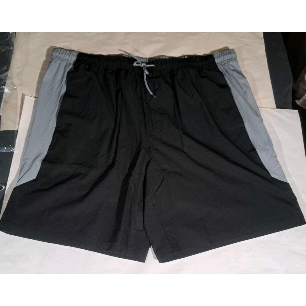 Xersion Mens Swim Trunks Large Black Gray Colorblock With Pockets Polyester 4xlt